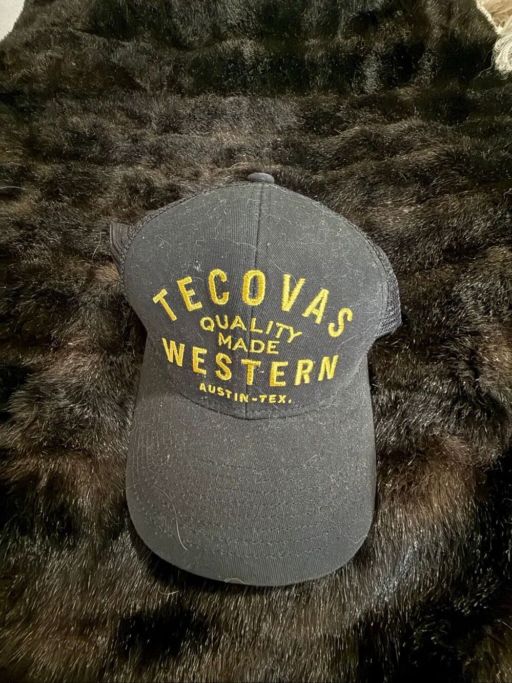 Tecovas Trucker Hat Black One Size Mesh Western Austin Texas Snapback Cotton